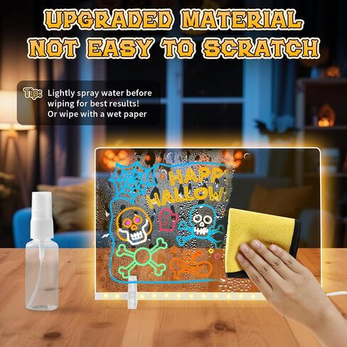 لوحة رسم LUMIBOARD LED مع 7 ألوان ، 12 "× 8" لوحة محو جاف من الأكريليك مع الضوء ، وتشمل محول ، سلسلة معلقة ، لوحة الرسم LED للأطفال مع الوقوف ، عيد ميلاد وهدايا عيد الهالوين للأطفال in Saudi Arabia