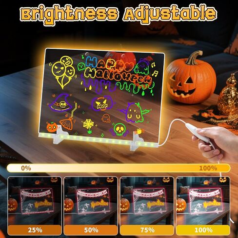 لوحة رسم LUMIBOARD LED مع 7 ألوان ، 12 "× 8" لوحة محو جاف من الأكريليك مع الضوء ، وتشمل محول ، سلسلة معلقة ، لوحة الرسم LED للأطفال مع الوقوف ، عيد ميلاد وهدايا عيد الهالوين للأطفال in Saudi Arabia