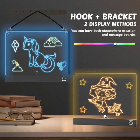 لوحة الرسم السحرية LED للأطفال مع 7 الكولول والفنون والحرف اليدوية للبنات الأميرة و Unicorn DIY مجموعات ، ألعاب لمدة 4 سنوات ، هدايا Brithday عيد الميلاد الحرف الهالوين لمدة 4 5 6 7 8 9 9 سنوات الفتيان in Kuwait