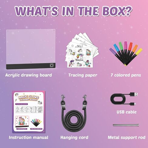 لوحة الرسم السحرية LED للأطفال مع 7 الكولول والفنون والحرف اليدوية للبنات الأميرة و Unicorn DIY مجموعات ، ألعاب لمدة 4 سنوات ، هدايا Brithday عيد الميلاد الحرف الهالوين لمدة 4 5 6 7 8 9 9 سنوات الفتيان in Kuwait