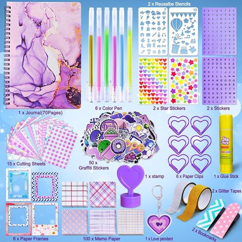 مجموعة مجلة DIY DIY للفتيات ، سجل القصاصات ومستلزمات اليوميات ، هدايا عيد ميلاد عيد الميلاد مذكرات الفتيات لمدة 8 9 10 11 12 13 14 سنة in Kuwait