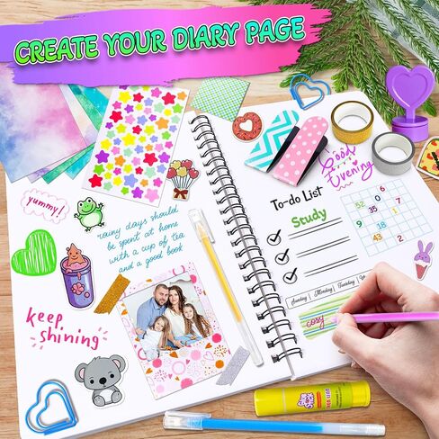 مجموعة مجلة DIY DIY للفتيات ، سجل القصاصات ومستلزمات اليوميات ، هدايا عيد ميلاد عيد الميلاد مذكرات الفتيات لمدة 8 9 10 11 12 13 14 سنة in Kuwait