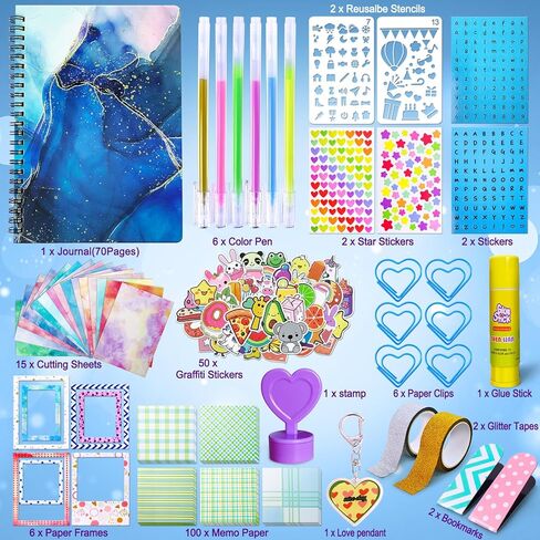 مجموعة مجلة DIY DIY للفتيات ، سجل القصاصات ومستلزمات اليوميات ، هدايا عيد ميلاد عيد الميلاد مذكرات الفتيات لمدة 8 9 10 11 12 13 14 سنة in Kuwait