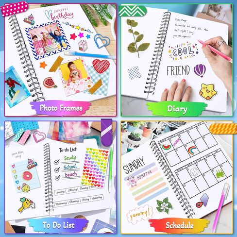 مجموعة مجلة DIY DIY للفتيات ، سجل القصاصات ومستلزمات اليوميات ، هدايا عيد ميلاد عيد الميلاد مذكرات الفتيات لمدة 8 9 10 11 12 13 14 سنة in Kuwait