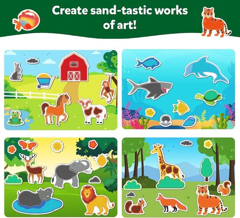 النشاط الفني Skillmatics Sand - الحيوانات ، إنشاء وتصاق 50+ ملصقات ملونة ، مجموعات ومستلزمات حرفية إبداعية للأطفال ، هدايا للفتيات والفتيان الذين تتراوح أعمارهم بين 4 ، 5 ، 6 ، 7 ، 9 ، 10 ، 10 in Kuwait