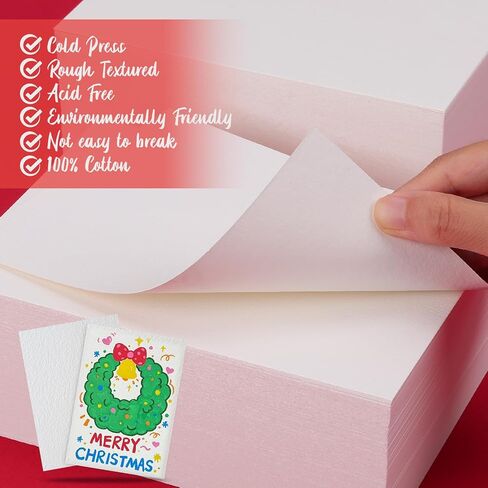 64 Sheets 5x7 Inch Watercolor Paper Bulk, 140lb /300GSM White Cold Press Water Color Paint Paper for Kids Adults Artists. Thick Cotton Bulk Watercolor Papers for Art Supplies in Kuwait