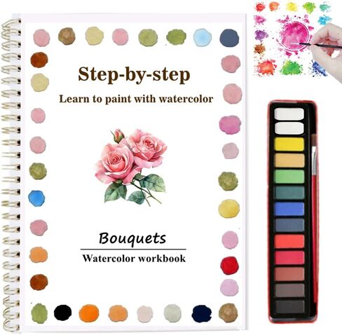Watercolor Workbooks Coloring Book Easy Nature Scenes Beginner Friendly Watercolor Paint Set Art Crafts Painting Kit for Creative Exploration Gift for Adults Teens (Animals, with Palette) in Kuwait