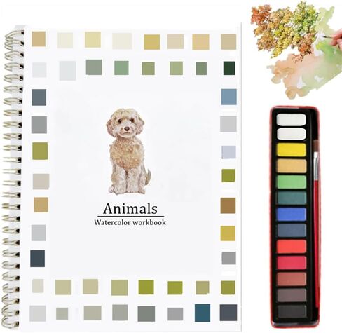 Watercolor Workbooks Coloring Book Easy Nature Scenes Beginner Friendly Watercolor Paint Set Art Crafts Painting Kit for Creative Exploration Gift for Adults Teens (Animals, with Palette) in Kuwait