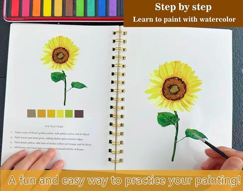 Watercolor Workbooks Coloring Book Easy Nature Scenes Beginner Friendly Watercolor Paint Set Art Crafts Painting Kit for Creative Exploration Gift for Adults Teens (Animals, with Palette) in Kuwait