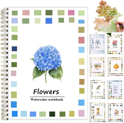 Watercolor Workbooks Coloring Book Easy Nature Scenes Beginner Friendly Watercolor Paint Set Art Crafts Painting Kit for Creative Exploration Gift for Adults Teens (Animals, with Palette) in Kuwait