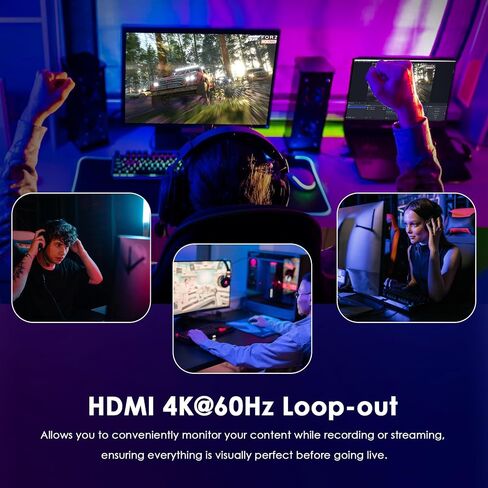 بطاقة التقاط WAVLINK 4K30/1080p120، تصل إلى 4K60 HDR10/ 2560x1440@144hz/ 1080p@240hz على PS5، PS4، Xbox Series X وS، Xbox One، في OBS والمزيد، زمن استجابة منخفض للغاية، متوافق على نطاق واسع in Saudi Arabia