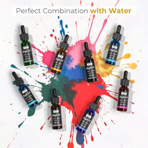 Nicpro 18 Colors Acrylic Ink, 1-oz(30ml) Bottle with Dropper, Quick Dry Permanent Acrylic Drawing Inks For Artist, Essential Color Set For Ink Drawing, Pouring Art, Airbrush, Scrapbooking, Mixed Media in Saudi Arabia