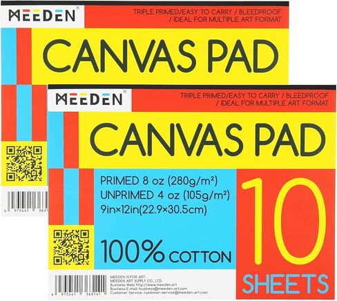 Meeden Canvas Paper Pad: 20 Sheets 9 '× 12' '8 أوقية واحدة أخرى ثلاث مرات من القماش الخالي من حمض القطن بنسبة 100 ٪ in Kuwait