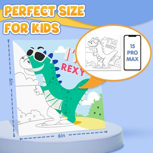CONDA 12 Pcs Pre Drawn Canvas to Paint 6x6 Inch, Animal Pre Printed Canvas for Painting for Kids Beginners Students, DIY Paint Art Supplies, Painting Canvas Panels and Sip Kit in Kuwait