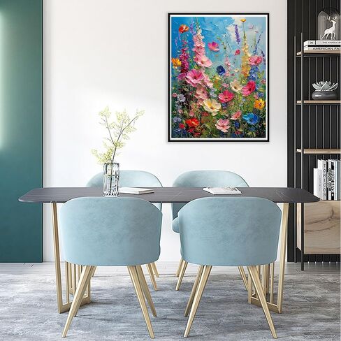 Hutarosl Wild Flowers Paint بأرقام أرقام للبالغين - ترسم الزهور حسب عدد البالغين ، وطلاء قماش الزهور بأرقام للبالغين ، ومجموعات الطلاء الزيتية DIY للهدايا ديكور المنزل 16x20in in Saudi Arabia
