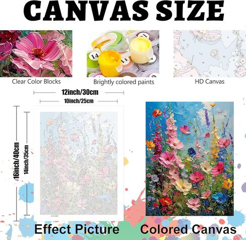 Hutarosl Wild Flowers Paint بأرقام أرقام للبالغين - ترسم الزهور حسب عدد البالغين ، وطلاء قماش الزهور بأرقام للبالغين ، ومجموعات الطلاء الزيتية DIY للهدايا ديكور المنزل 16x20in in Saudi Arabia