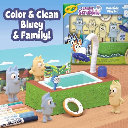 Crayola Scribble Scrubbies Bluey Poolside Playset (4ct), Colorable Bluey Toys for Kids, Washable Coloring Gift for Toddlers, Ages 3+ in Kuwait