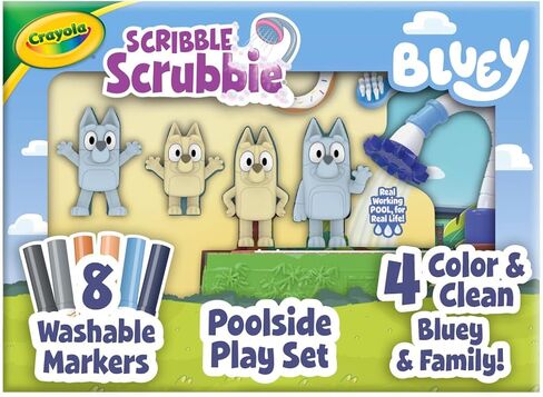Crayola Scribble Scrubbies Bluey Poolside Playset (4ct), Colorable Bluey Toys for Kids, Washable Coloring Gift for Toddlers, Ages 3+ in Kuwait