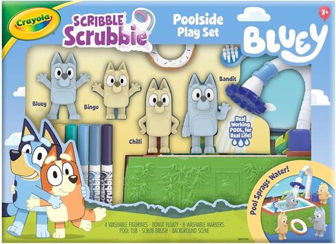 Crayola Scribble Scrubbies Bluey Poolside Playset (4ct), Colorable Bluey Toys for Kids, Washable Coloring Gift for Toddlers, Ages 3+ in Kuwait