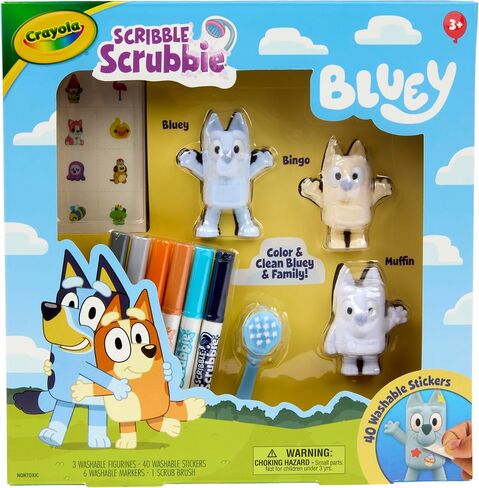Crayola Scribble Scrubbies Bluey Poolside Playset (4ct), Colorable Bluey Toys for Kids, Washable Coloring Gift for Toddlers, Ages 3+ in Saudi Arabia