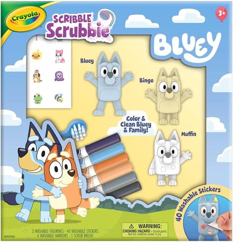 Crayola Scribble Scrubbies Bluey Poolside Playset (4ct), Colorable Bluey Toys for Kids, Washable Coloring Gift for Toddlers, Ages 3+ in Saudi Arabia