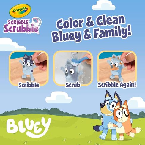 Crayola Scribble Scrubbies Bluey Poolside Playset (4ct), Colorable Bluey Toys for Kids, Washable Coloring Gift for Toddlers, Ages 3+ in Saudi Arabia