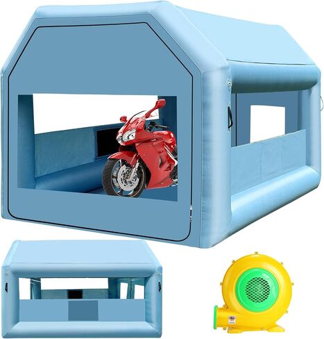 LVAOSTT Inflatable Paint Booth, 10x8.2x8.2 FT Portable Blow up Spray Tent with 550W Blower, Air Filter System for Motorcycle, Bicycle, Car Parts, Small Furniture Painting in Saudi Arabia
