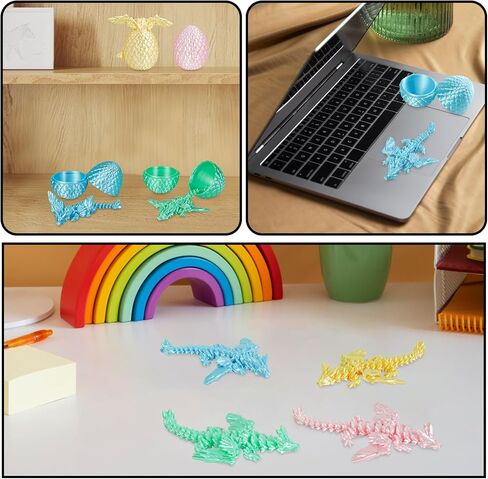 4PCS Dragon Eggs with Mini Dragon Inside 3D Printed Mystery Gifts Toys Set for Kids Boys Girls Easter Christmas Birthday Graduation Back to School Stocking Stuffer(Shadow Hatchling) in Kuwait