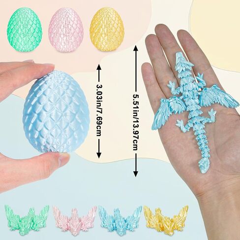 4PCS Dragon Eggs with Mini Dragon Inside 3D Printed Mystery Gifts Toys Set for Kids Boys Girls Easter Christmas Birthday Graduation Back to School Stocking Stuffer(Shadow Hatchling) in Kuwait