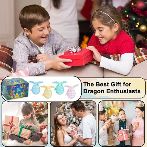 4PCS Dragon Eggs with Mini Dragon Inside 3D Printed Mystery Gifts Toys Set for Kids Boys Girls Easter Christmas Birthday Graduation Back to School Stocking Stuffer(Shadow Hatchling) in Kuwait