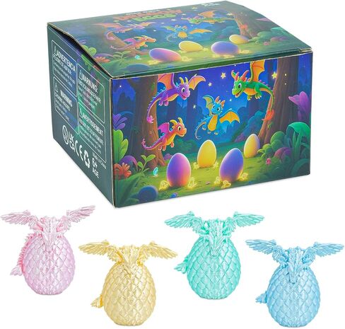 4PCS Dragon Eggs with Mini Dragon Inside 3D Printed Mystery Gifts Toys Set for Kids Boys Girls Easter Christmas Birthday Graduation Back to School Stocking Stuffer(Shadow Hatchling) in Kuwait