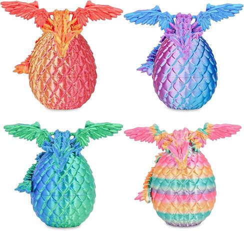 4PCS Dragon Eggs with Mini Dragon Inside 3D Printed Mystery Gifts Toys Set for Kids Boys Girls Easter Christmas Birthday Graduation Back to School Stocking Stuffer(Shadow Hatchling) in Kuwait