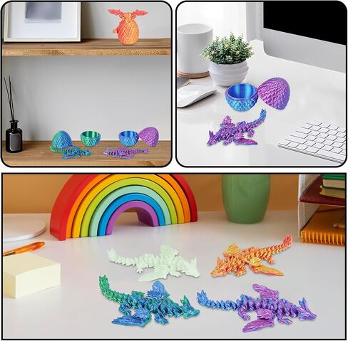 4PCS Dragon Eggs with Mini Dragon Inside 3D Printed Mystery Gifts Toys Set for Kids Boys Girls Easter Christmas Birthday Graduation Back to School Stocking Stuffer(Shadow Hatchling) in Kuwait