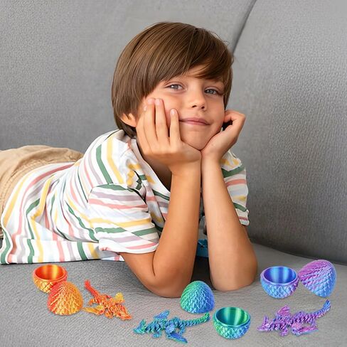 4PCS Dragon Eggs with Mini Dragon Inside 3D Printed Mystery Gifts Toys Set for Kids Boys Girls Easter Christmas Birthday Graduation Back to School Stocking Stuffer(Shadow Hatchling) in Kuwait