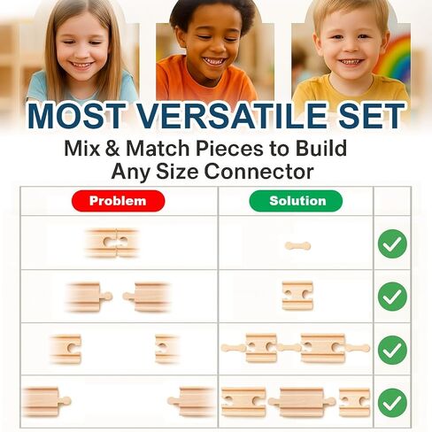 24 PCS TRAIN TRACK TRACK CONCTIONS Real Wood Railway Adapters ؛ متوافق مع مجموعات Thomas و Brio و Melissa & Doug و Chuggington و Imaginarium Kids Toy Railroad in Saudi Arabia