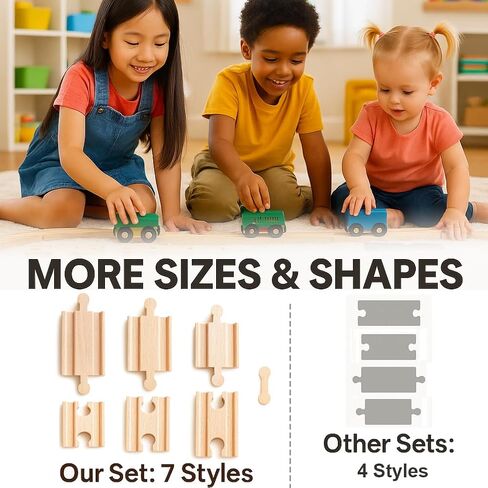 24 PCS TRAIN TRACK TRACK CONCTIONS Real Wood Railway Adapters ؛ متوافق مع مجموعات Thomas و Brio و Melissa & Doug و Chuggington و Imaginarium Kids Toy Railroad in Saudi Arabia