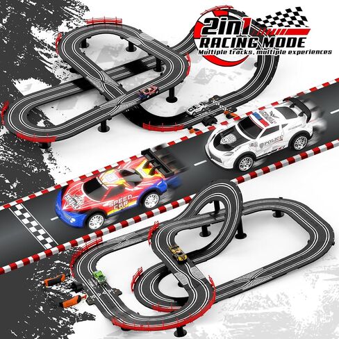 3 IN 1 Slot Car Race Track Sets with 4 High Speed Slot Cars, Electric Race Car Track Include Circular Overpass Flash Tracks, 1:43 Remote Control Track Car Game Toys Gifts for Adults Boys Ages 6 7 8-12 in Saudi Arabia