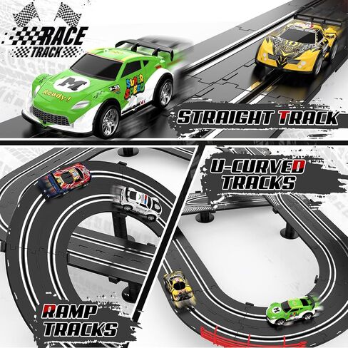3 IN 1 Slot Car Race Track Sets with 4 High Speed Slot Cars, Electric Race Car Track Include Circular Overpass Flash Tracks, 1:43 Remote Control Track Car Game Toys Gifts for Adults Boys Ages 6 7 8-12 in Saudi Arabia