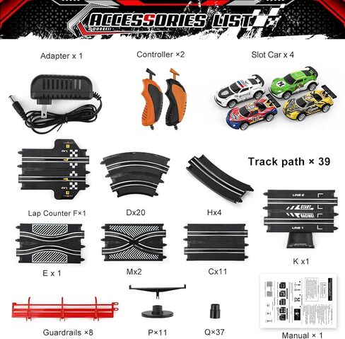 3 IN 1 Slot Car Race Track Sets with 4 High Speed Slot Cars, Electric Race Car Track Include Circular Overpass Flash Tracks, 1:43 Remote Control Track Car Game Toys Gifts for Adults Boys Ages 6 7 8-12 in Saudi Arabia