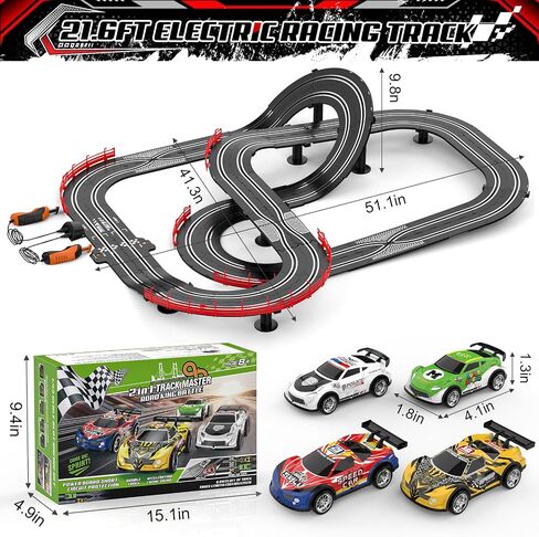 3 IN 1 Slot Car Race Track Sets with 4 High Speed Slot Cars, Electric Race Car Track Include Circular Overpass Flash Tracks, 1:43 Remote Control Track Car Game Toys Gifts for Adults Boys Ages 6 7 8-12 in Saudi Arabia
