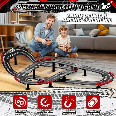 3 IN 1 Slot Car Race Track Sets with 4 High Speed Slot Cars, Electric Race Car Track Include Circular Overpass Flash Tracks, 1:43 Remote Control Track Car Game Toys Gifts for Adults Boys Ages 6 7 8-12 in Saudi Arabia