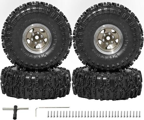 1.0 Beadlock Wheel Soft Tyre Set Part RC Part for Traxxas 1/18 TRX4M 1/24 RC Crawlers Car Axial SCX24 FMS FCX24 GANDIATR BRONCO C10 JLU DEADBOLT B17 UPGRADE. (4pcs/set) in Kuwait