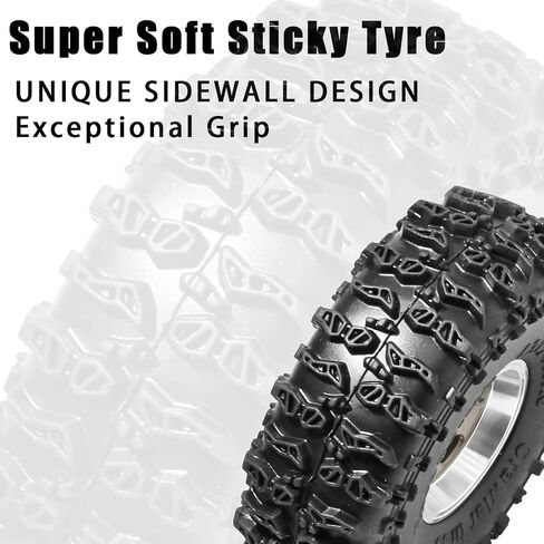 1.0 Beadlock Wheel Soft Tyre Set Part RC Part for Traxxas 1/18 TRX4M 1/24 RC Crawlers Car Axial SCX24 FMS FCX24 GANDIATR BRONCO C10 JLU DEADBOLT B17 UPGRADE. (4pcs/set) in Kuwait