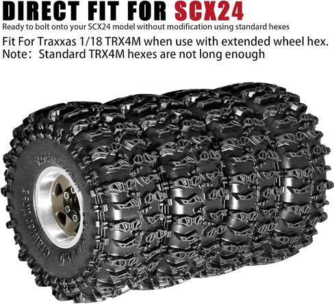 1.0 Beadlock Wheel Soft Tyre Set Part RC Part for Traxxas 1/18 TRX4M 1/24 RC Crawlers Car Axial SCX24 FMS FCX24 GANDIATR BRONCO C10 JLU DEADBOLT B17 UPGRADE. (4pcs/set) in Kuwait