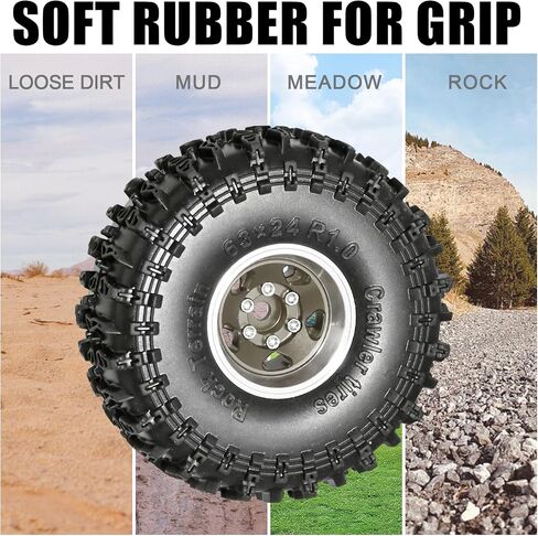 1.0 Beadlock Wheel Soft Tyre Set Part RC Part for Traxxas 1/18 TRX4M 1/24 RC Crawlers Car Axial SCX24 FMS FCX24 GANDIATR BRONCO C10 JLU DEADBOLT B17 UPGRADE. (4pcs/set) in Kuwait