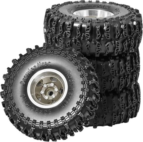 1.0 Beadlock Wheel Soft Tyre Set Part RC Part for Traxxas 1/18 TRX4M 1/24 RC Crawlers Car Axial SCX24 FMS FCX24 GANDIATR BRONCO C10 JLU DEADBOLT B17 UPGRADE. (4pcs/set) in Kuwait