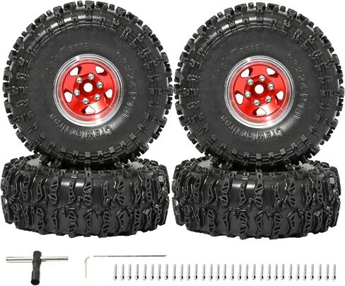 1.0 Beadlock Wheel Soft Tyre Set Part RC Part for Traxxas 1/18 TRX4M 1/24 RC Crawlers Car Axial SCX24 FMS FCX24 GANDIATR BRONCO C10 JLU DEADBOLT B17 UPGRADE. (4pcs/set) in Kuwait