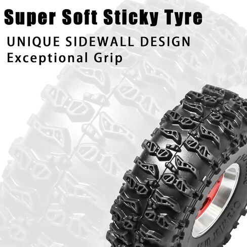 1.0 Beadlock Wheel Soft Tyre Set Part RC Part for Traxxas 1/18 TRX4M 1/24 RC Crawlers Car Axial SCX24 FMS FCX24 GANDIATR BRONCO C10 JLU DEADBOLT B17 UPGRADE. (4pcs/set) in Kuwait