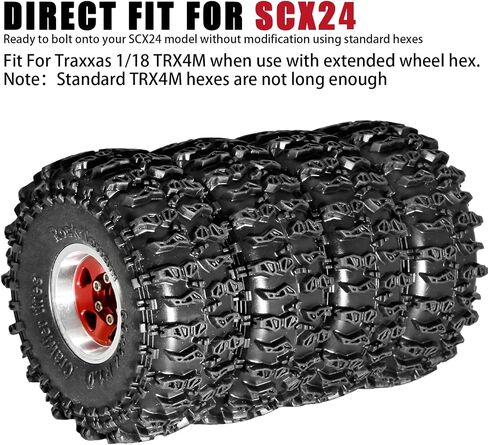 1.0 Beadlock Wheel Soft Tyre Set Part RC Part for Traxxas 1/18 TRX4M 1/24 RC Crawlers Car Axial SCX24 FMS FCX24 GANDIATR BRONCO C10 JLU DEADBOLT B17 UPGRADE. (4pcs/set) in Kuwait