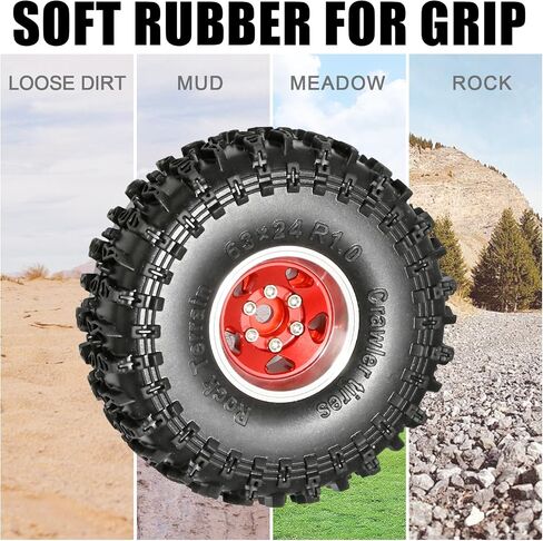 1.0 Beadlock Wheel Soft Tyre Set Part RC Part for Traxxas 1/18 TRX4M 1/24 RC Crawlers Car Axial SCX24 FMS FCX24 GANDIATR BRONCO C10 JLU DEADBOLT B17 UPGRADE. (4pcs/set) in Kuwait